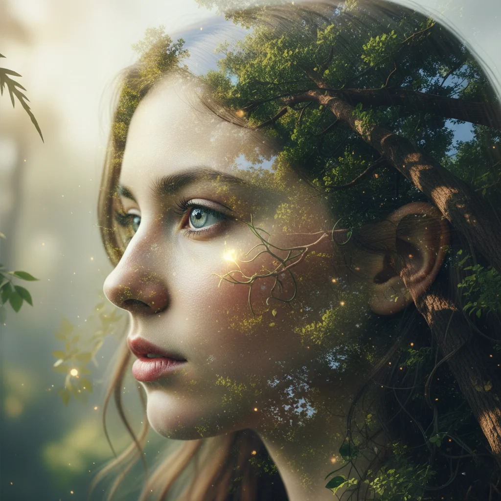 Creative double exposure portrait effect